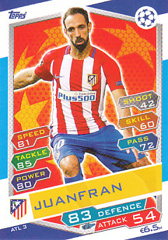 Juanfran Atletico Madrid 2016/17 Topps Match Attax CL #ATL03